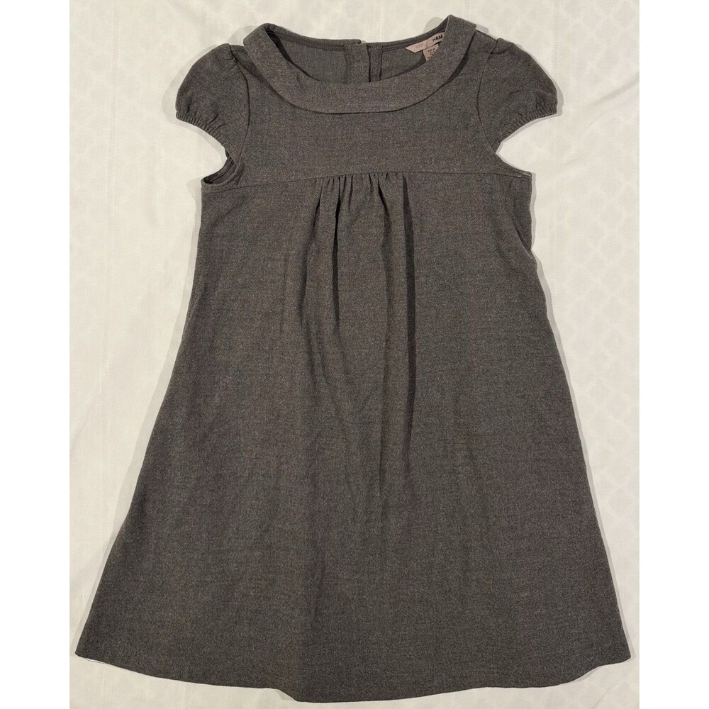 Y2K H & M Gray Collared Dress Women Size 6 Short Sleeves Pockets Work Corporate